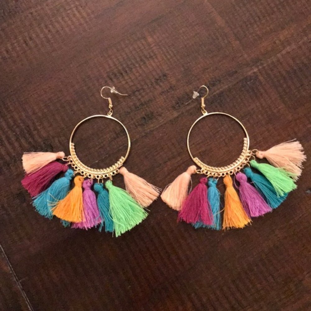 ‼️GONE 5/31- NWOT~Multi-Color Tassel Boho Earrings